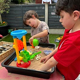 Outdoor messy play at Little Wildflowers Childminding in Brighouse